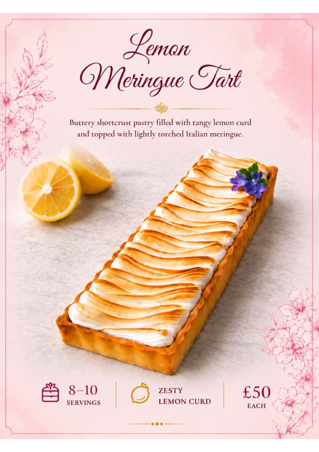 Lemon meringue tart menu