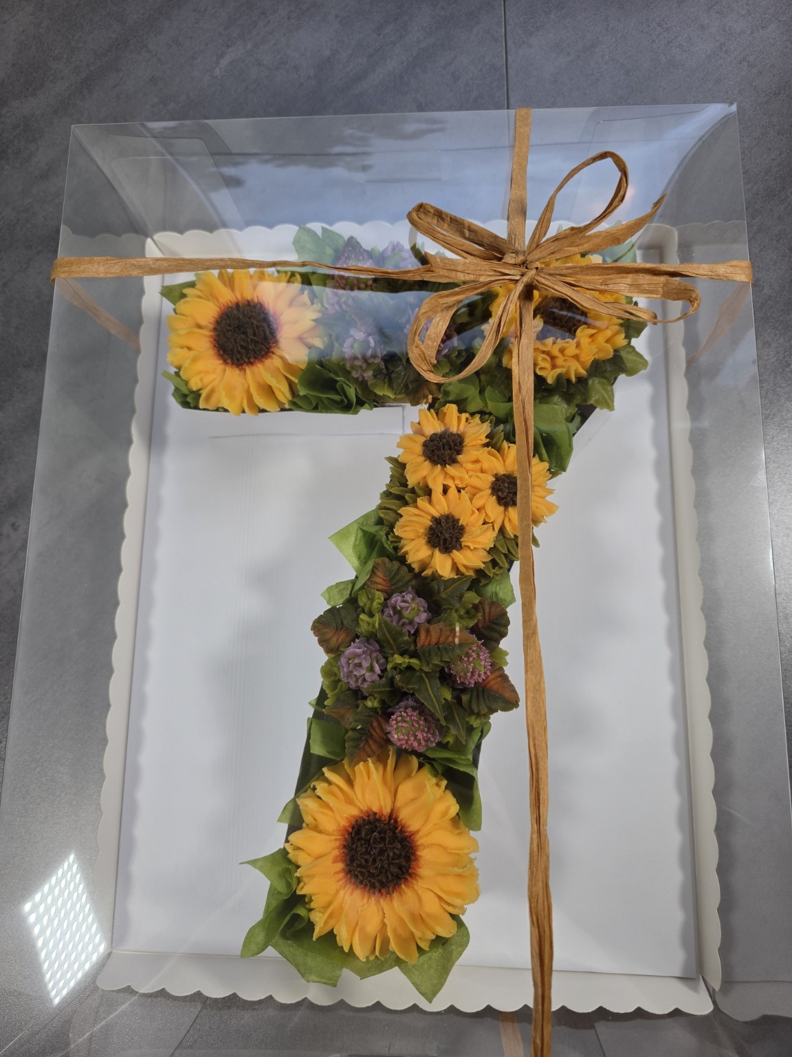 Sunflower cupcake number 7 arrangement